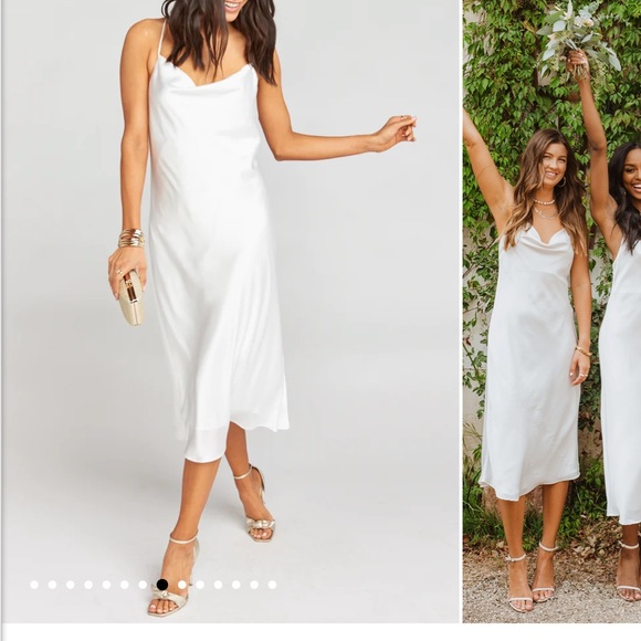 Show me your Mumu White satin cowl neck midi dress - never been worn, tags  on - Picture 2 of 4